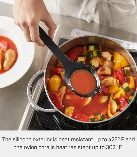 Vista 6 de Yamazaki Home Tower - Cuchara de cocina de silicona, higiénica con soporte de herramientas integrado, diseño limpio flotante, silicona