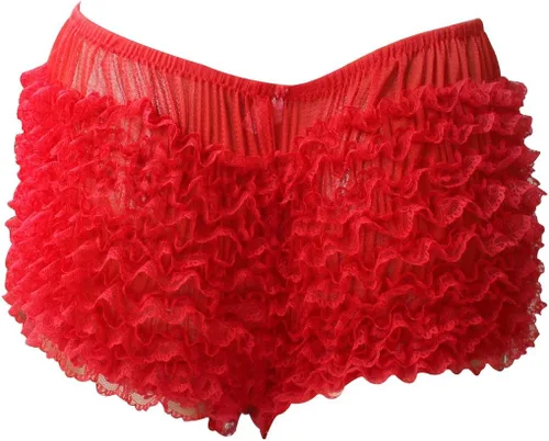 Vista 6 de Pantalones cortos para mujer sexy de encaje con volantes Tanga Dance Frilly Bloomers Sissy Booty
