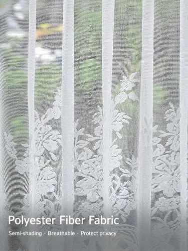 Vista 5 de Molaxhome Cenefas de encaje blanco para ventanas Cortina semitransparente