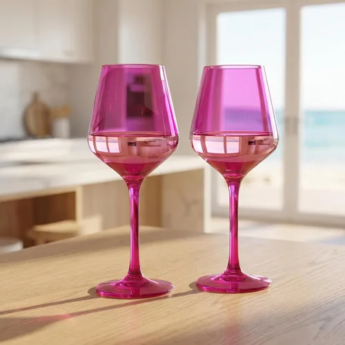 Vista 6 de Copas de vino de color rosa intenso irrompibles, flotantes para piscina, juego de 2 unidades, vasos Tritan, color magenta irrompible y rosa rubor