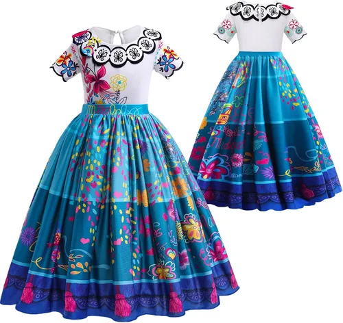 Vista 3 de Encanto Costume Dress For Girls Kids Princess Dress Up Clothes For Halloween Cosplay Birthdays As Girls Outfits Gifts