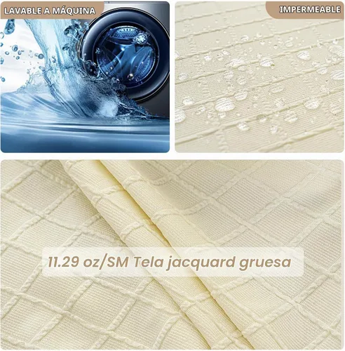 Vista 7 de Genina Fundas de asiento impermeables para sillas de comedor, fundas protectoras para sillas de comedor, sin fundas traseras (beige, 4 piezas)