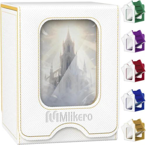 Vista 21 de Mlikero Paquete de 2 cajas de cartas Commander con capacidad para más de 200 tarjetas de una sola funda con 2 divisores, caja magnética de cuero