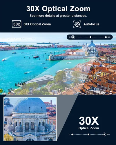 Vista 2 de Cámara de seguridad PTZ 4K para exteriores con zoom óptico de 30X, visión nocturna de 1000 pies, cámara IP inalámbrica RTSP WiFi de 8MP 360°