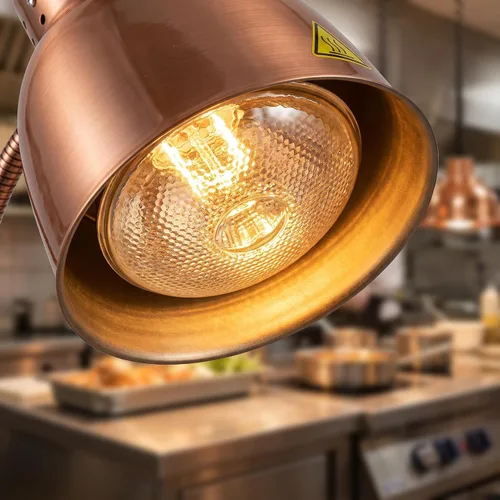 Vista 4 de Lámpara de calor de alimentos de doble bombilla de 500 W, calentador de alimentos, luz ajustable, lámparas de calefacción de cobre para bufé