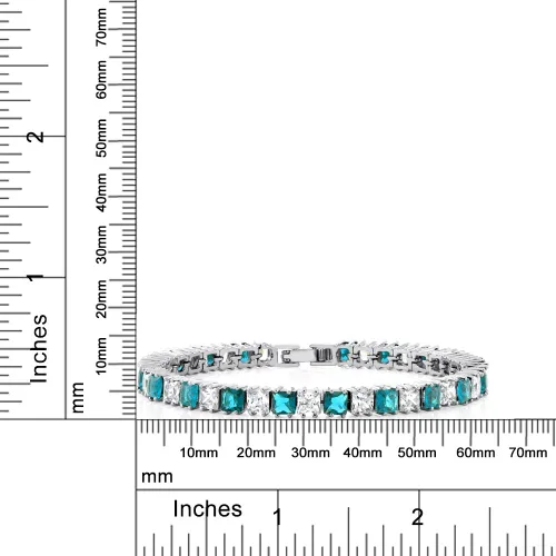 Vista 14 de Gem Stone King Pulsera de tenis clásica de circonita cúbica de corte princesa para mujer