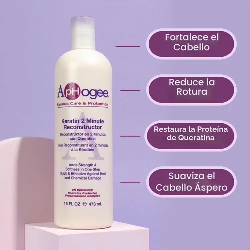 Vista 3 de Reconstructor de queratina intensivo en dos minutos Acondicionador profundo para cabello teñido y peinado con calor Suaviza y añade brillo