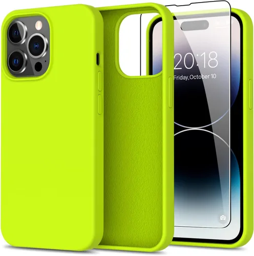 Vista 55 de bemal Funda para iPhone 14 Pro con protector de pantalla, silicona líquida de ajuste delgado, forro de microfibra suave, diseñada para mujeres