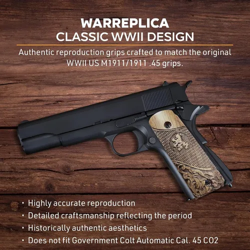 Vista 47 de WWII US M1911 / 1911 .45 Puños de madera - Reproducción