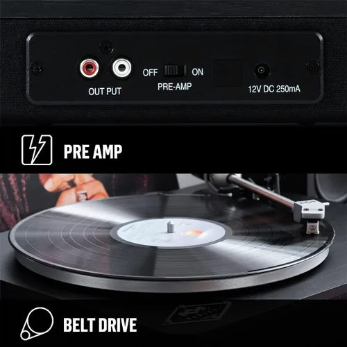 Vista 5 de House of Marley Stir It Up - Tocadiscos inalámbrico Bluetooth – Tocadiscos de bambú hecho de forma sostenible, tela de rebobinado reciclada, sonido
