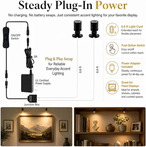 Vista 6 de Taysing Foco LED para interiores, mini-foco para exhibición, pinturas, imágenes, plantas, joyas, estantes, armarios, carteles, escaparate