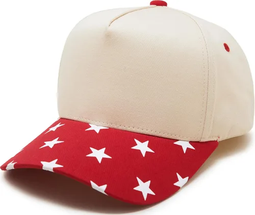 Vista 13 de Funky Junque - Sombreros Snapback de Lona Vintage de Dos Tonos Rayas a rayas - Rojo/Beige