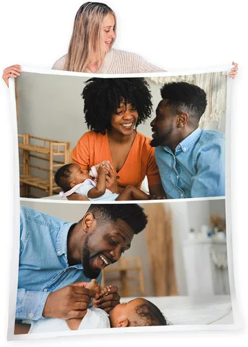 Vista 15 de FrameStory Manta personalizada con fotos y texto, totalmente personalizable con tus fotos y mensajes, manta de forro polar suave y suave, 30 x 40