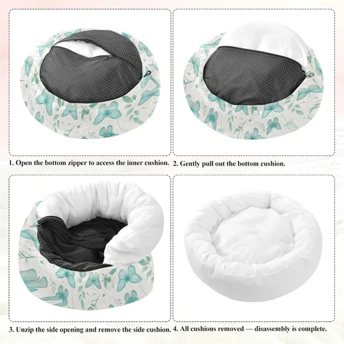 Vista 7 de Wudan Pet Cat Beds Warm & Cozy Fluffy Calming Bed for Extra Small Size Pets Supplies XS Butterfly Leaf Beige