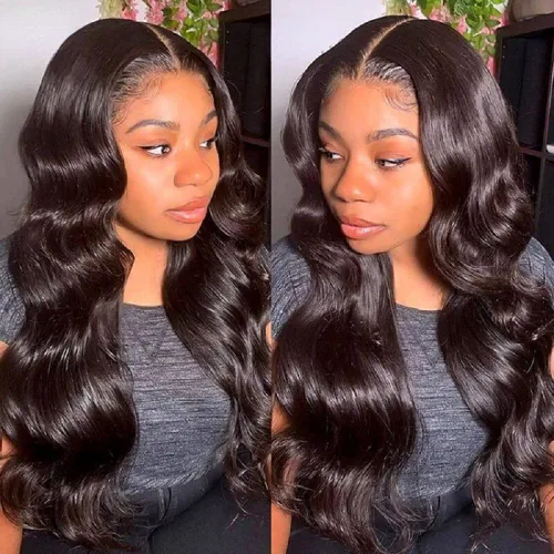 Vista 4 de Peluca de cabello humano con encaje frontal transparente de 13 × 4 para mujeres negras, sin pegamento, nudos blanqueados, ondulados, cabello natural