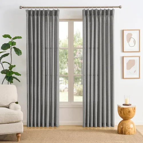 Vista 35 de RAIN CITY - Juego de 2 cortinas de 45 pulgadas de largo con plisado con pellizco, cortinas semitraslúcidas para dormitorio, cuarto de bebé