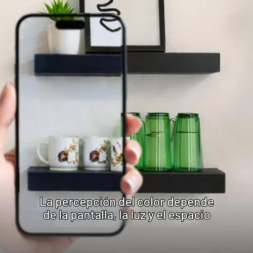 Vista 7 de Estantes flotantes de madera maciza para pared de 12 pulgadas, color negro
