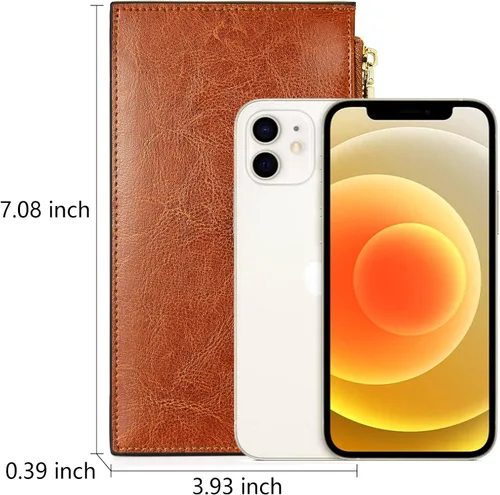 Vista 5 de BOSTANTEN Billeteras de cuero para mujer con bloqueo RFID delgado plegable tarjetero con bolsillo con cremallera