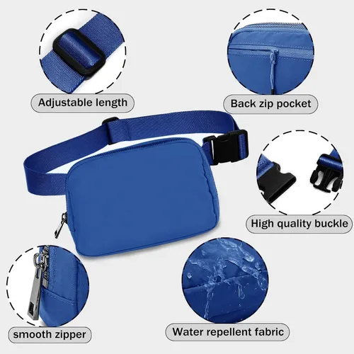 Vista 67 de Cangurera cruzada para mujer, mini bolsa para cinturón de 1 litro con correa ajustable de 32 a 51 pulgadas, bolsa de cintura pequeña para viajes