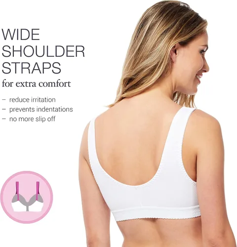 Vista 3 de Carole Martin Full-Freedom Front Closure Bra, Perfect Wireless Cotton Sleep Bras for Women