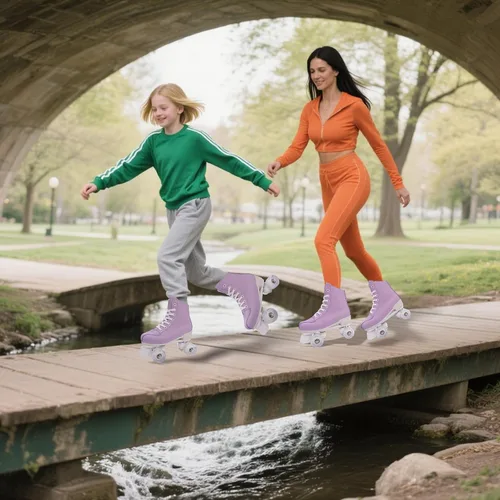 Vista 2 de Tmore Patines de ruedas para mujer y hombre, patines clásicos de dos hileras para interiores y exteriores, patines de alta calidad de piel sintética