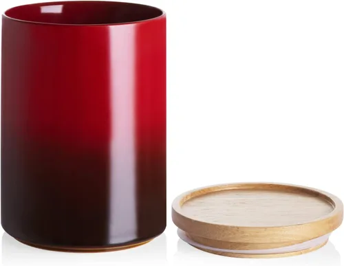 Vista 39 de Recipientes de cocina Sweejar, tarro de almacenamiento de cerámica para alimentos, recipientes apilables con tapa hermética de madera para servir