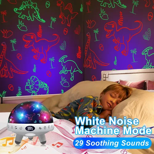 Vista 4 de YACHANCE Proyector de luz nocturna de dinosaurio para niños con temporizador y control remoto. Regalos de dinosaurios para niños de 1 a 12 años.