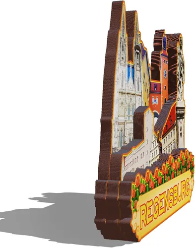 Vista 2 de Imán de madera de Alemania Regensburg 3D para nevera, recuerdos coleccionables, decoración hecha a mano, artesanías 2