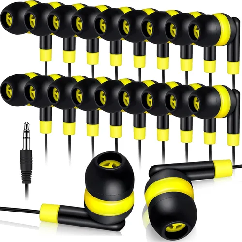 Vista 8 de Kanayu Paquete de 50 auriculares con cable a granel para aula, auriculares básicos con cable para estudiantes, sin micrófono, con conector de 0.138