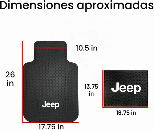 Vista 2 de Alfombrillas de goma para suelo de coche, camión, SUV con logotipo de Jeep para asientos delanteros y traseros - 4 piezas