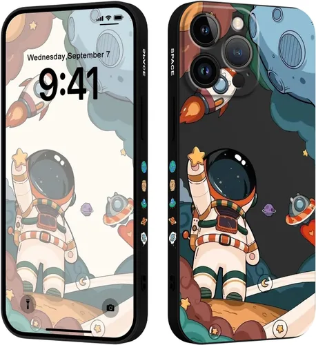 Vista 14 de LEECG Funda para iPhone 12 Pro Max, diseño creativo con estampado floral de mariposa de astronauta, funda de teléfono antiarañazos, forro