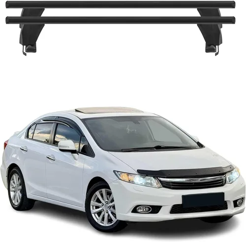 Vista 28 de Barras transversales de techo OMAC para Honda Civic Hatchback 1996-2000, con cierre, 49.9 kg, aluminio, negro, 2 piezas, se ajusta a portaequipajes