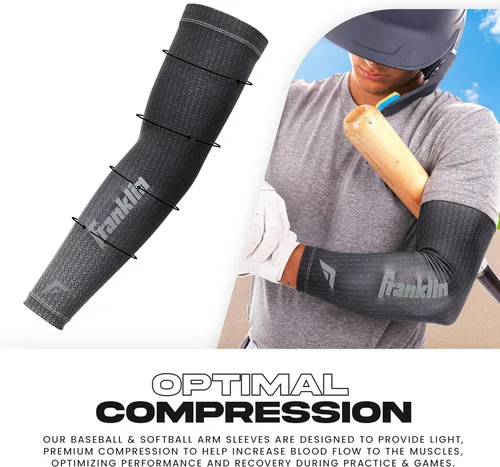 Vista 3 de Franklin Sports Mangas de compresión para brazo de béisbol y softbol para hombres y mujeres, varios tamaños