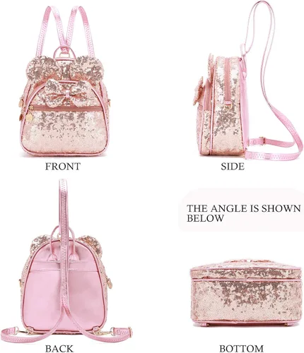 Vista 5 de KL928 - Mochila miniatura con diseño de lunares, linda, con nudo ojal, para mujeres y niñas, que se puede usar también como morral o bolso
