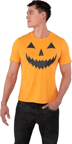 Vista 3 de Spooktacular Creations Camiseta gigante con cara de Jack O Lantern camiseta divertida de calabaza naranja para hombre disfraz de Halloween