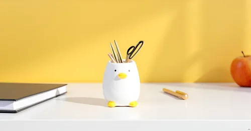 Vista 2 de Portalápices para escritorio, vaso para niños y niñas, cerámica duradera, sin deformación
