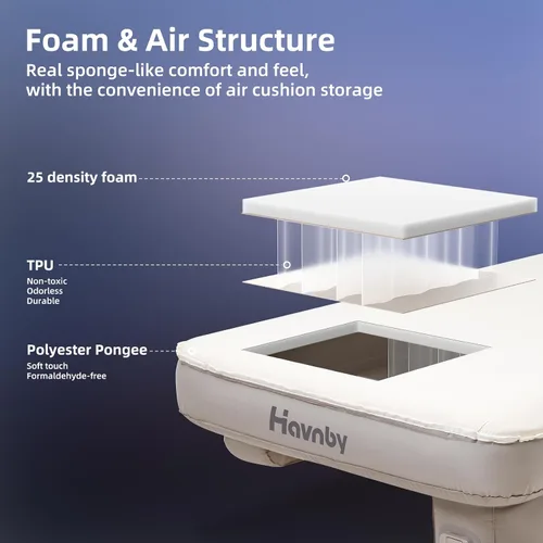 Vista 3 de Havnby SnugNest - Colchón inflable para camioneta para cabina trasera Ford