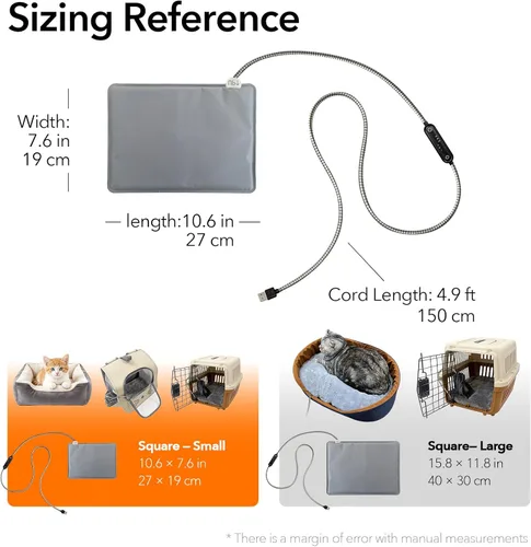 Vista 8 de 5V USB Pet Heating Pad, Dual-Sensor Safety for Cat & Dog, S