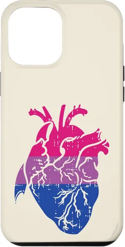 Vista 6 de Funda de regalo para enfermera LGBTQ para iPhone 14 con corazón anatómico y orgullo bisexual