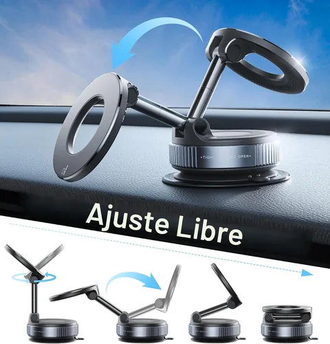 Vista 5 de REOKILY Soporte magnético de teléfono para automóvil mejorado al vacío 2026, reforzado en 360°, 96 libras, soporte de teléfono con ventosa ultra