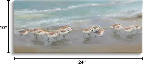 Vista 11 de Stupell Industries 'Sandpiper Flock Shoreline Splashing' Arte en Lienzo Sandpiper Flock Shoreline_v1
