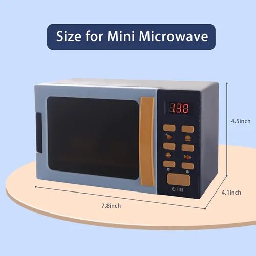 Vista 5 de Cuterabit - Juguetes de microondas para niños con luz y sonido, electrodomésticos de cocina realistas, accesorios de cocina de juego y comida