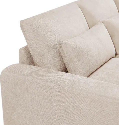 Vista 4 de U Style - Sofá modular grande en forma de L relleno de plumas, sofá convertible con diván reversible para sala de estar (beige)