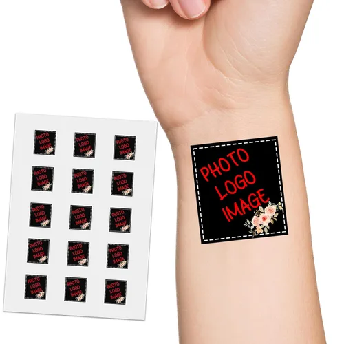 Vista 10 de YESCUSTOM Tatuajes temporales personalizados con foto, tatuaje facial personalizado con logotipo para adultos, parejas, mujeres, hombres, tatuajes