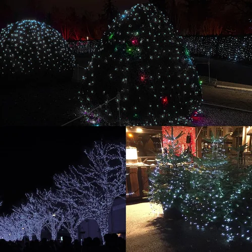 Vista 6 de Twinkle Star Guirnalda de luces de Navidad que funcionan con pilas, 100 luces LED impermeables de alambre plateado, control remoto y 8 modos