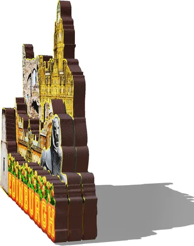 Vista 2 de Imán de madera de Inglaterra Edimburgo 3D para nevera, recuerdos coleccionables, decoración hecha a mano, artesanías 2