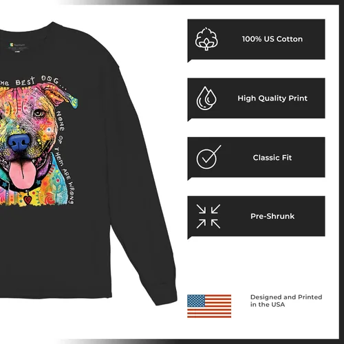 Vista 6 de Dean Russo Pets Art Pit Bull Camiseta de manga larga Todos tienen los mejores perros