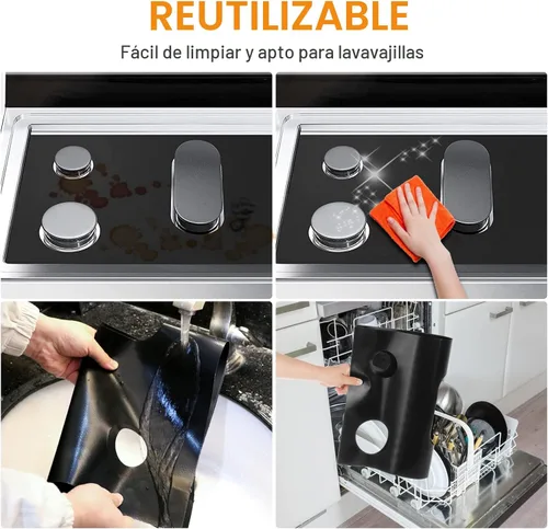 Vista 5 de Funda para estufa de gas, protector de quemador superior para estufa de gas Samsung, protector reutilizable, revestimiento de horno, antiadherente