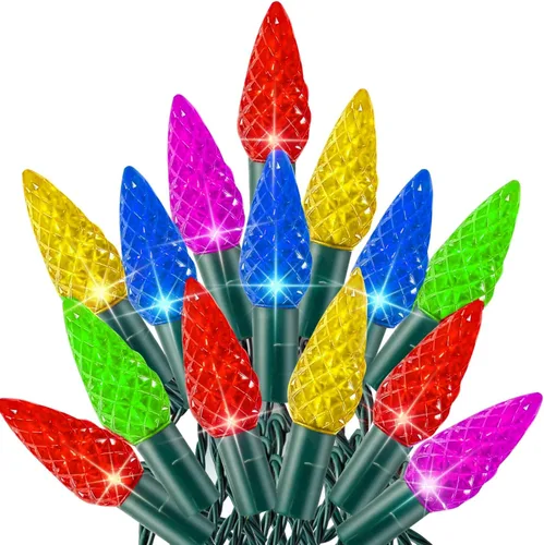 Vista 8 de TW SHINE C6 - Guirnalda de luces de Navidad, 200 LED de 66 pies, 8 modos, impermeable, conectable, color blanco