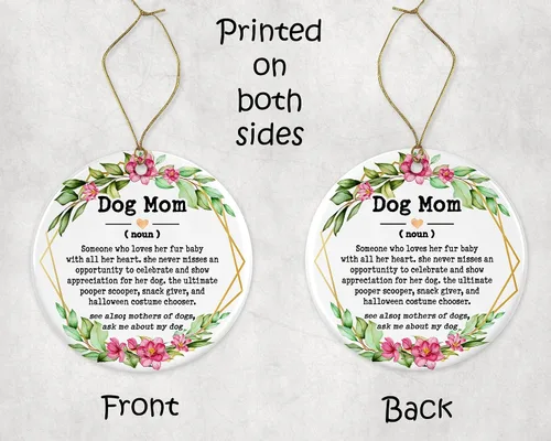 Vista 3 de HTDesigns Adorno de definición para mamá de perro, regalos para amantes de los perros, regalos para madres de perros, regalo de Navidad impreso